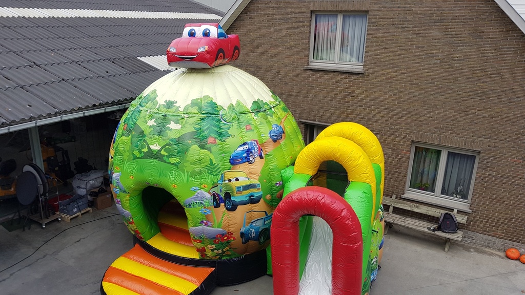 Springkasteel Cars Disco met glijbaan